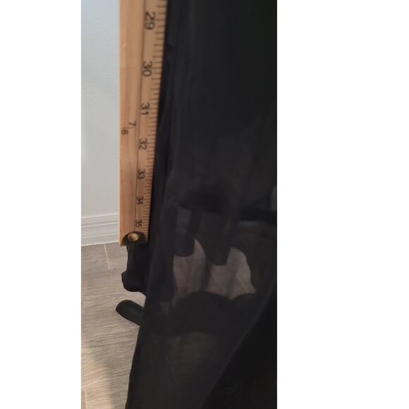 VTG California Dynasty Black Beaded Lace Chiffon Slip Dress L Asymmetrical Hem - Picture 7 of 10